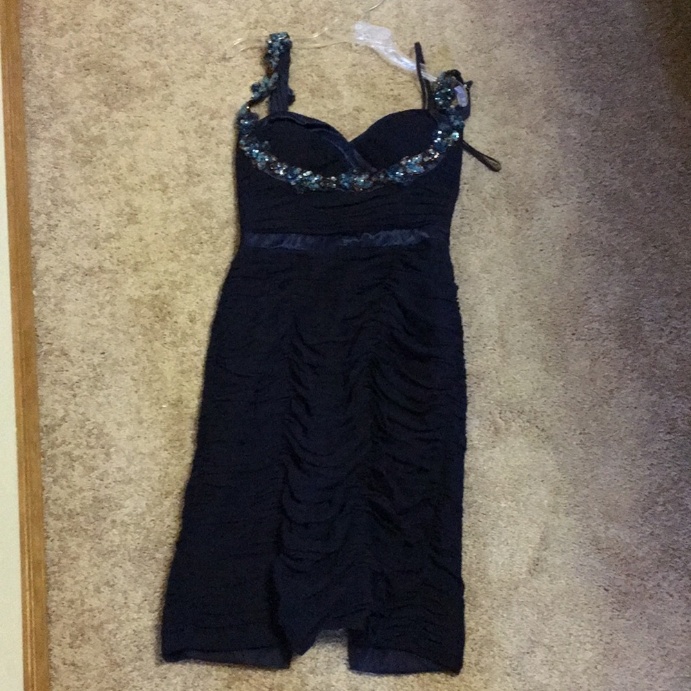 Blue cocktail dress with sequins